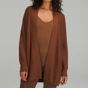 Lululemon Merino Wool-Blend Open Cardigan Sweater Brown Size 6
